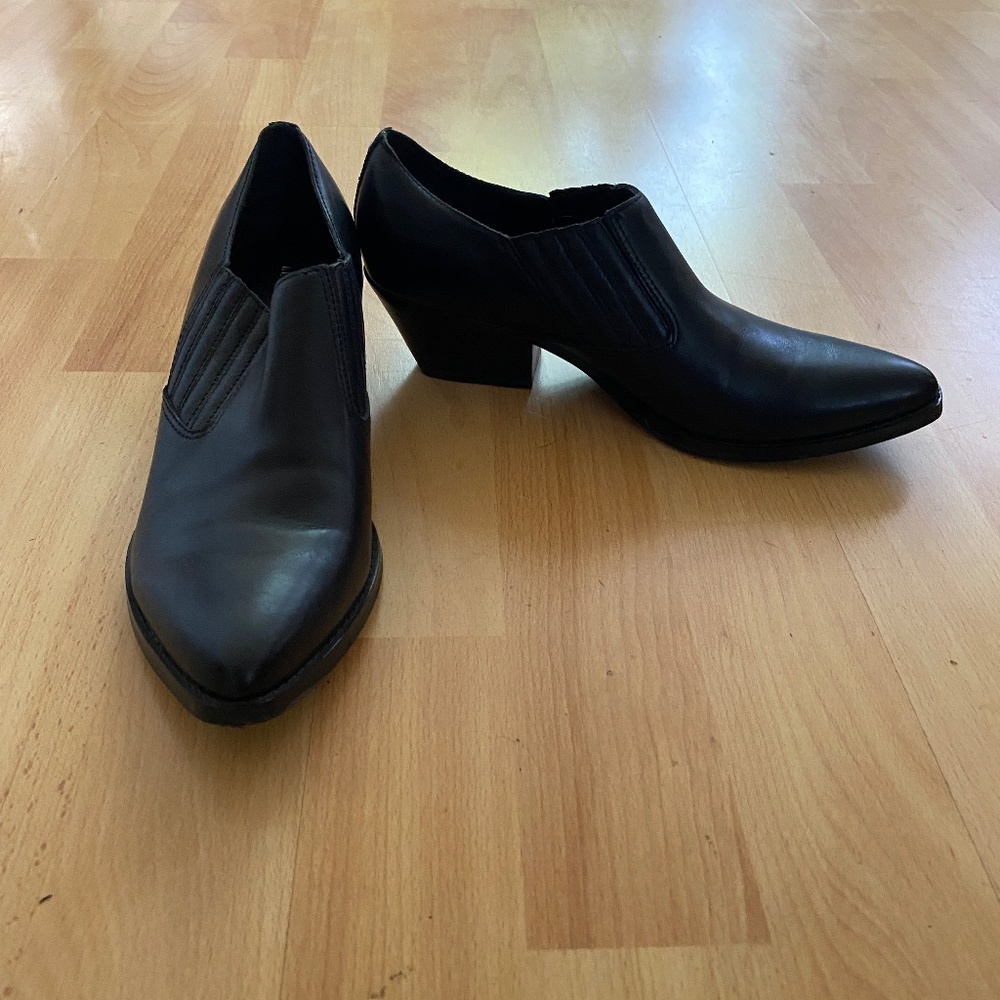 Marc Fisher Loori Black Leather Western Booties